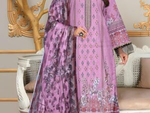 Women's Stunning Lawn Suit Set with Digital Print & Embroidered - 3 Pcs