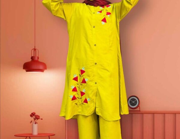 3 Pcs Women's Stitched Lawn Applique Suit
