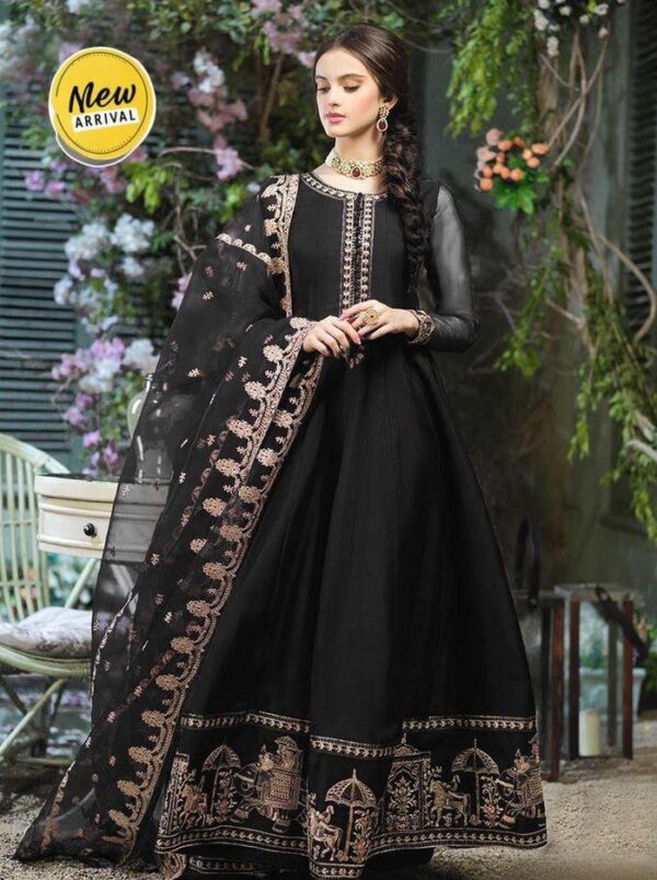 3 Pcs Wome n's Stitched Chiffon Embroidered Maxi