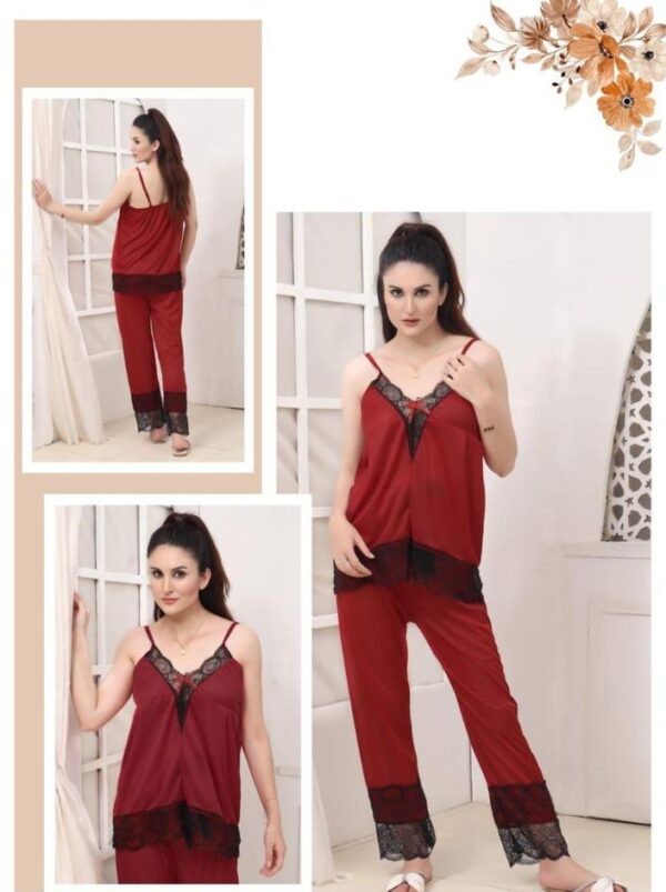 2 Pcs Women's Stitched Silk Sleep Set
