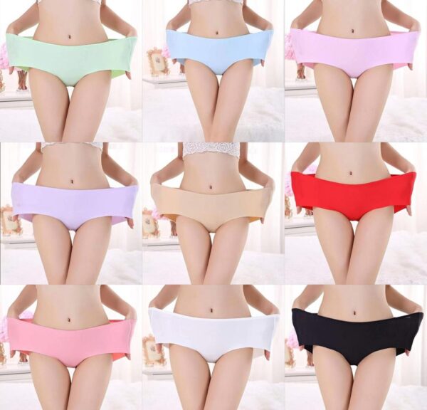 Ice Silk Plain Panties For Girls - Pack Of 4