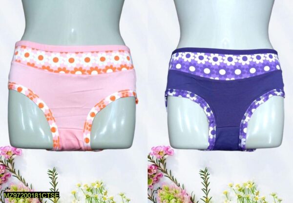 Cotton Lace Work Printed Panties - 2