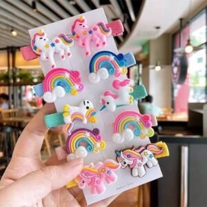 Cute unicorn rainbow hair clips for kids.