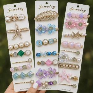 Annacreations Women's Pearl Rhinestone Metal Hair Clips